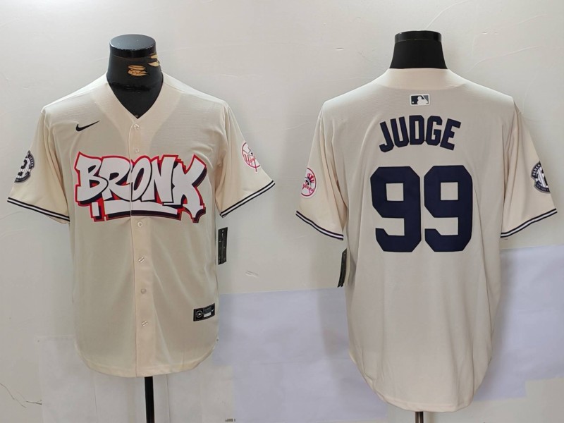 Men New York Yankees #99 Judge Cream joint name 2024 Nike MLB Jersey style 1->new york yankees->MLB Jersey
